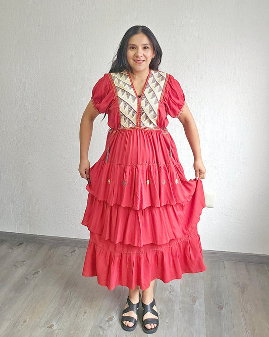 Vestido Blanca Naranja Quemado Unitalla