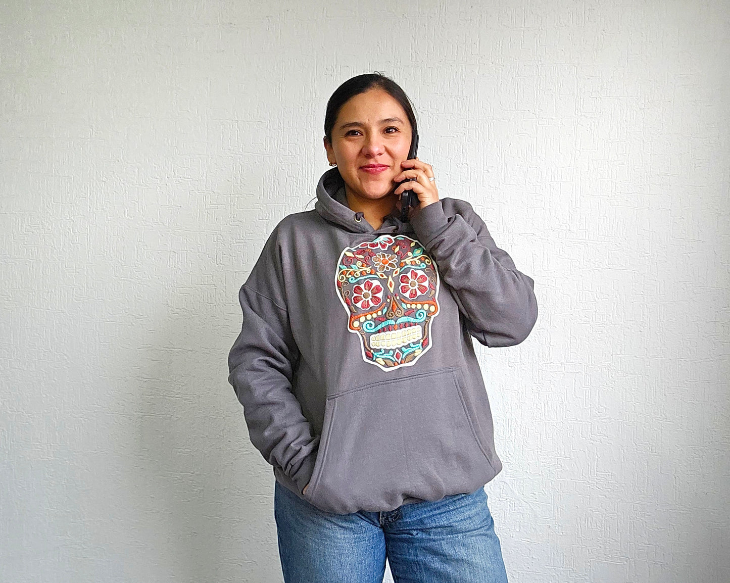 Sudadera 2XL Calavera Gris