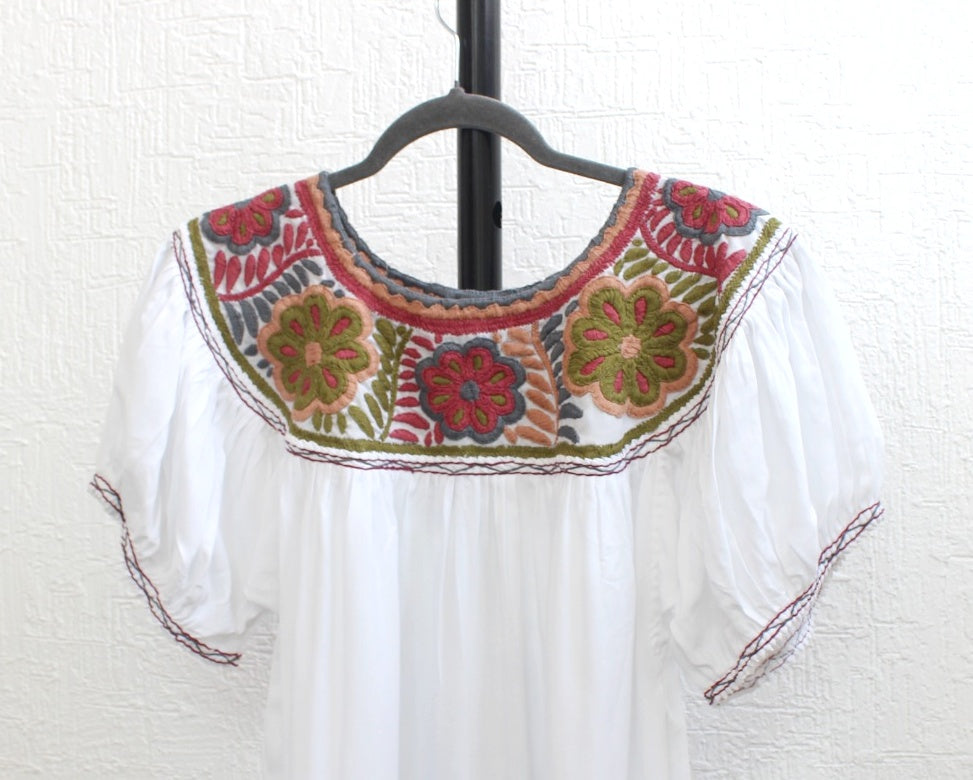 Blusa Aguacatenango Blanco Cafe Verde Unitalla