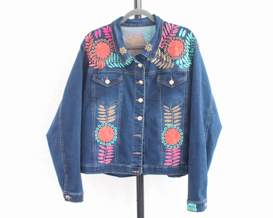 Chamarra Mezclilla 3XL Rococo Coral Turquesa Rosa