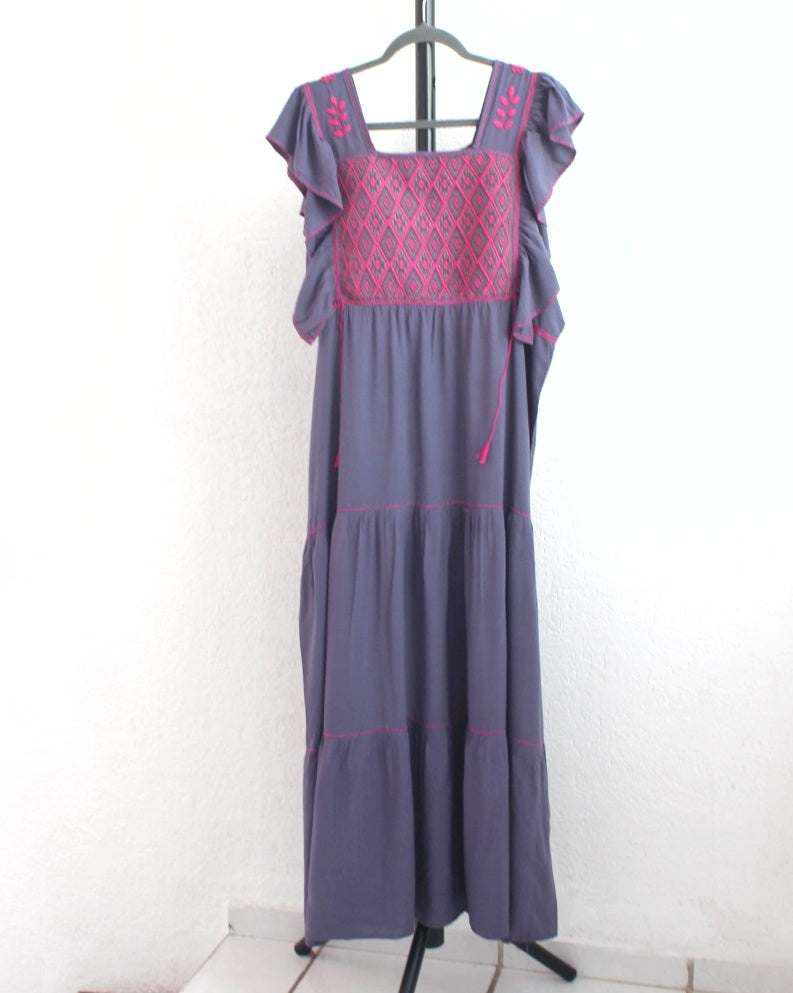 Vestido Josefina Gris Rosa Unitalla