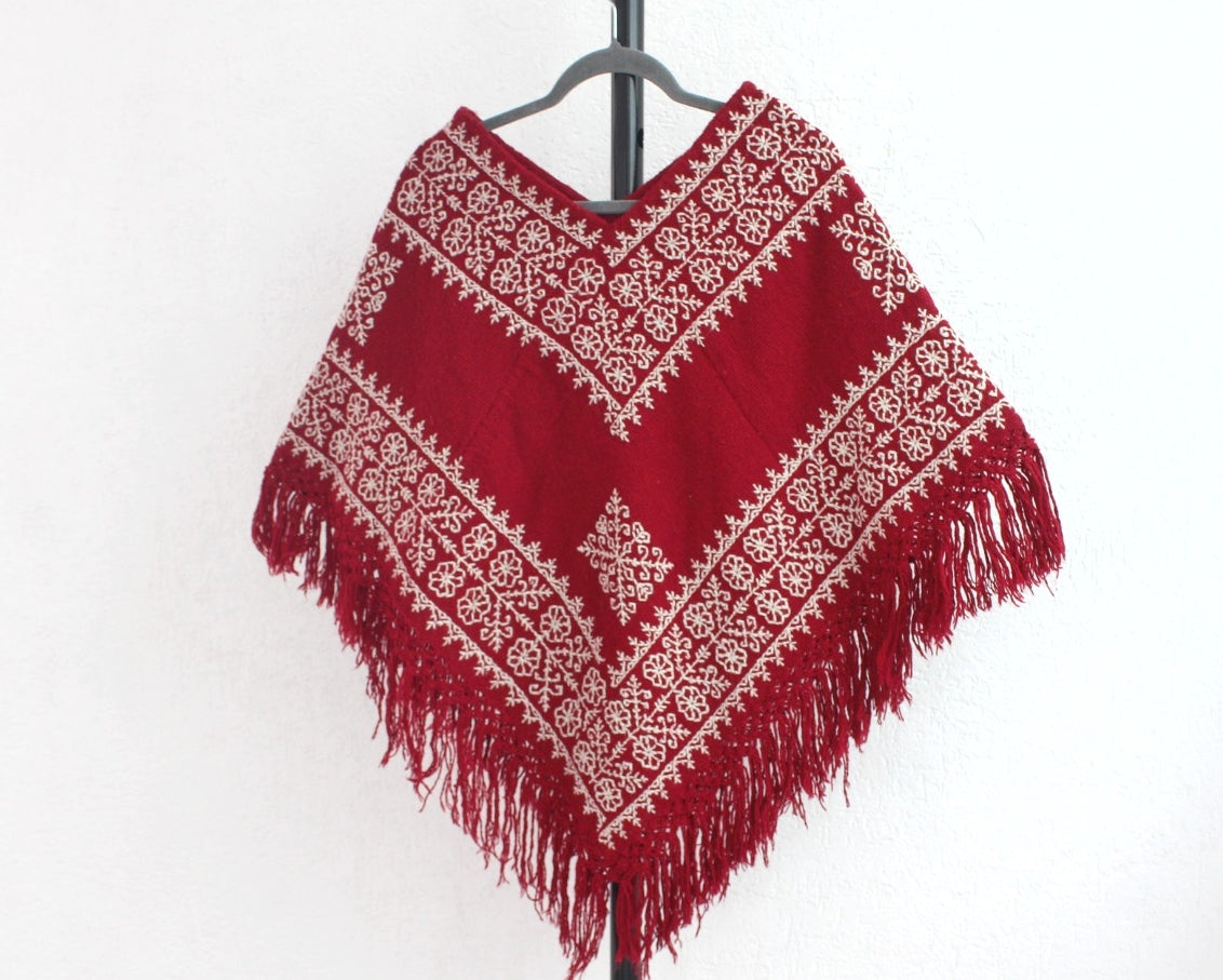 Mañanita Flores Rojo Blanco Bordado Mazahua