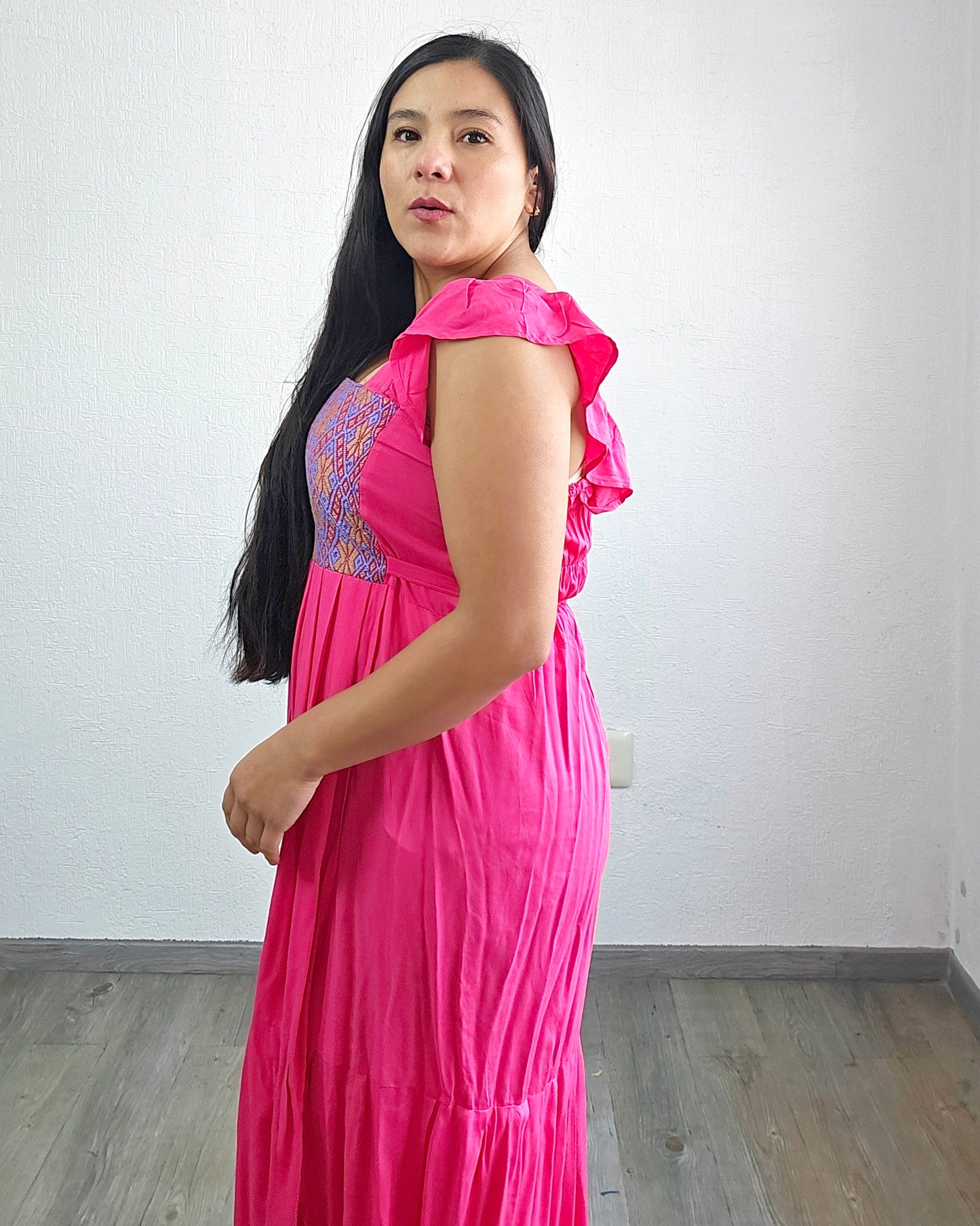 Vestido Anita Largo Rosa Lila