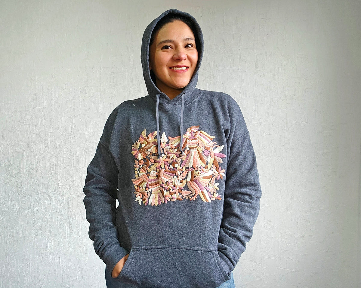 Sudadera XL Tenango Gris Oxfort Rosa