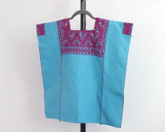 Blusa Huipil Pejel Azul Bugambilia