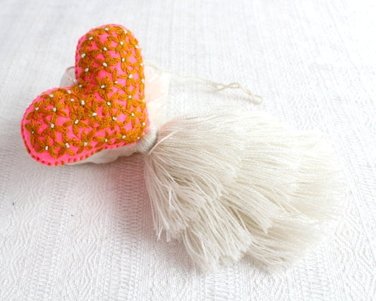 Corazón Florecitas Rosa Verde Olivo Beige