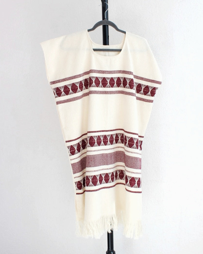 Huipil Largo Ali Natural Vino XL XXL