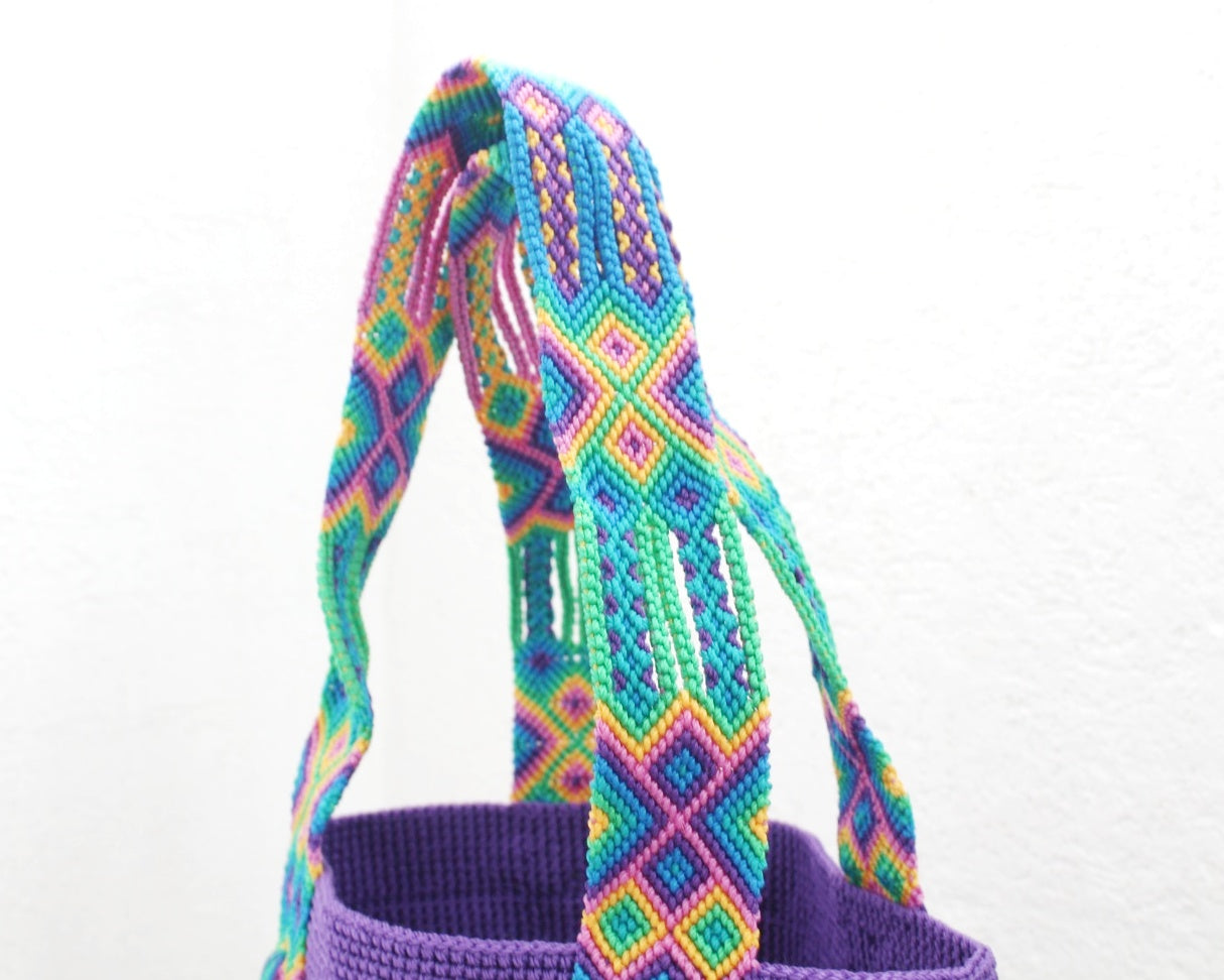 Bolso de mano Morado Verde Rosa