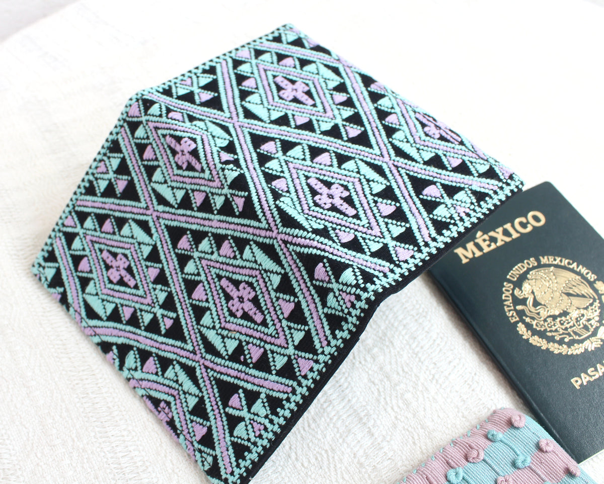 Porta Pasaporte Estrella Turquesa Lila