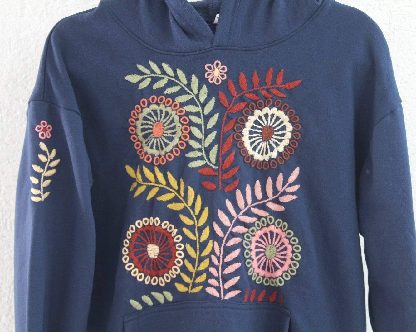 Sudadera XL Rococo Azul Marino Florecitas