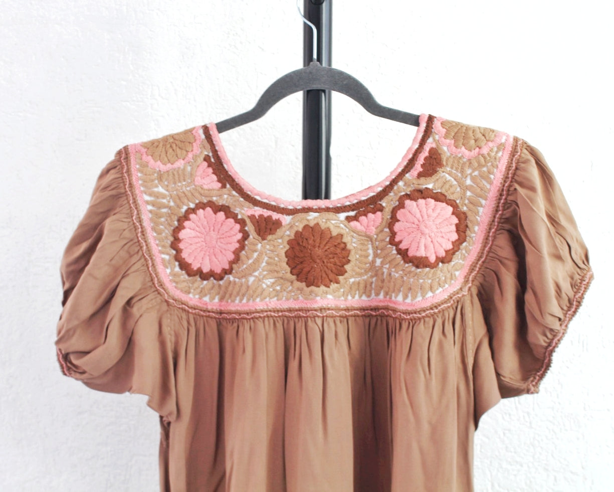 Blusa Aguacatenango Café Rosa