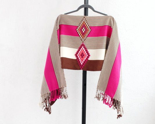 Jorongo Rombos Rosa Café Blanco
