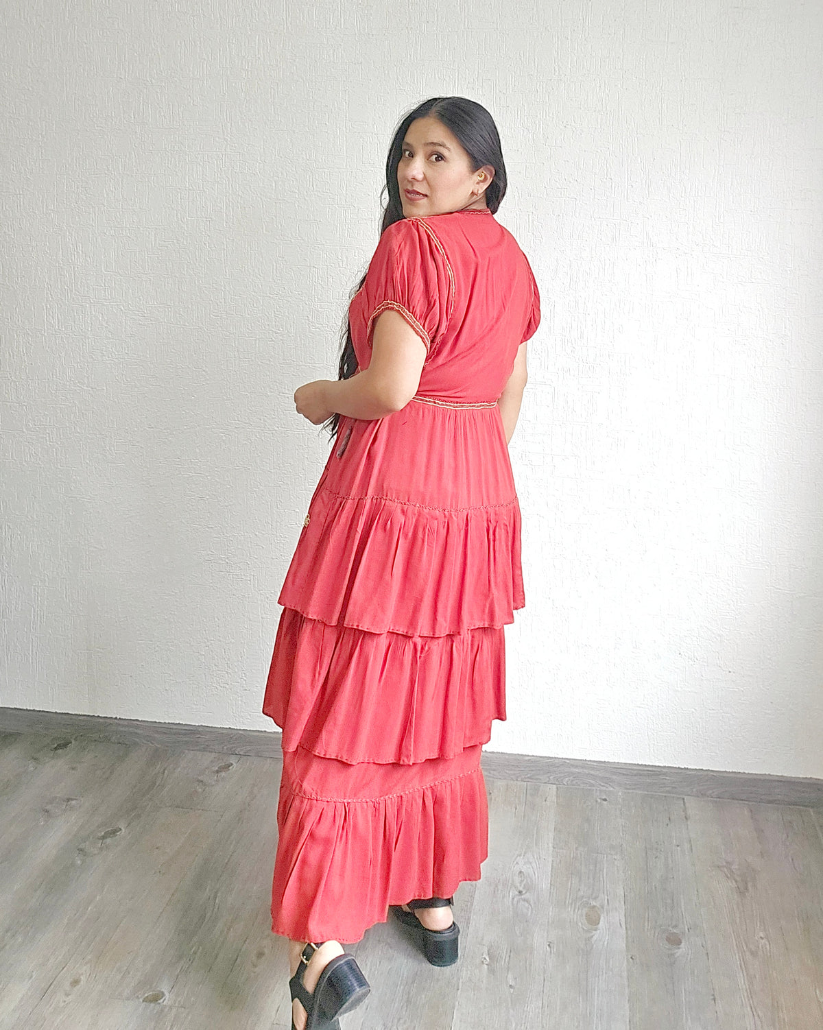 Vestido Blanca Naranja Quemado Unitalla