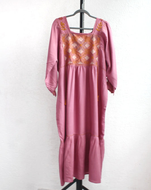 Vestido Julia Flores Manga  XL / XXL Rosa