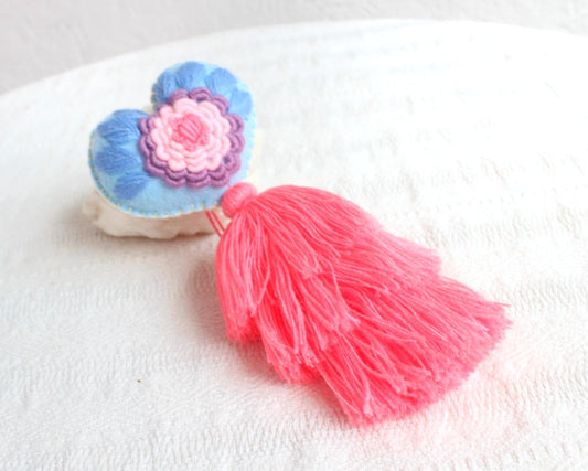 Corazón Flor Rococo Azul Rosa Coral