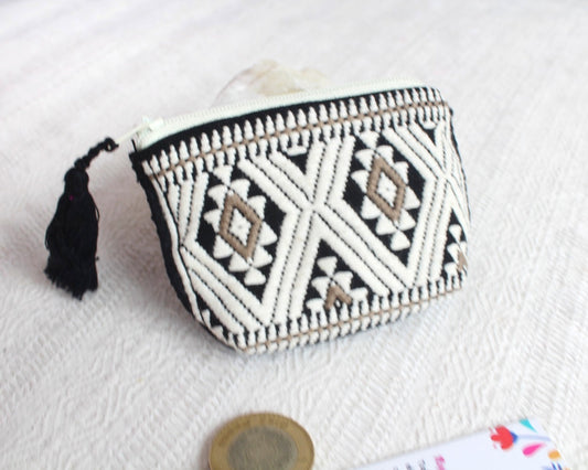 Mini Monedero Estrellas Negro Blanco