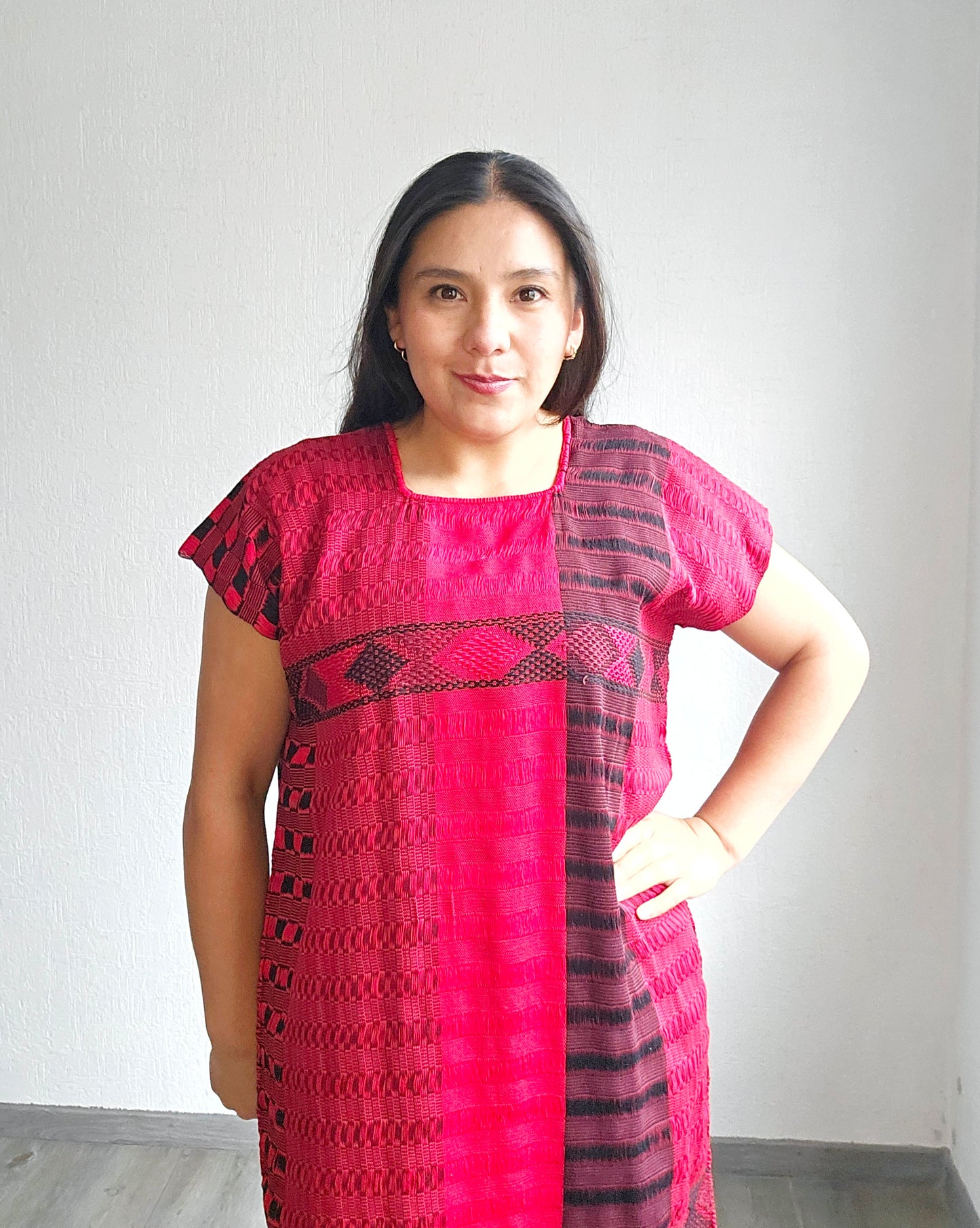 Huipil Largo Angela Negro Rojo Unitalla
