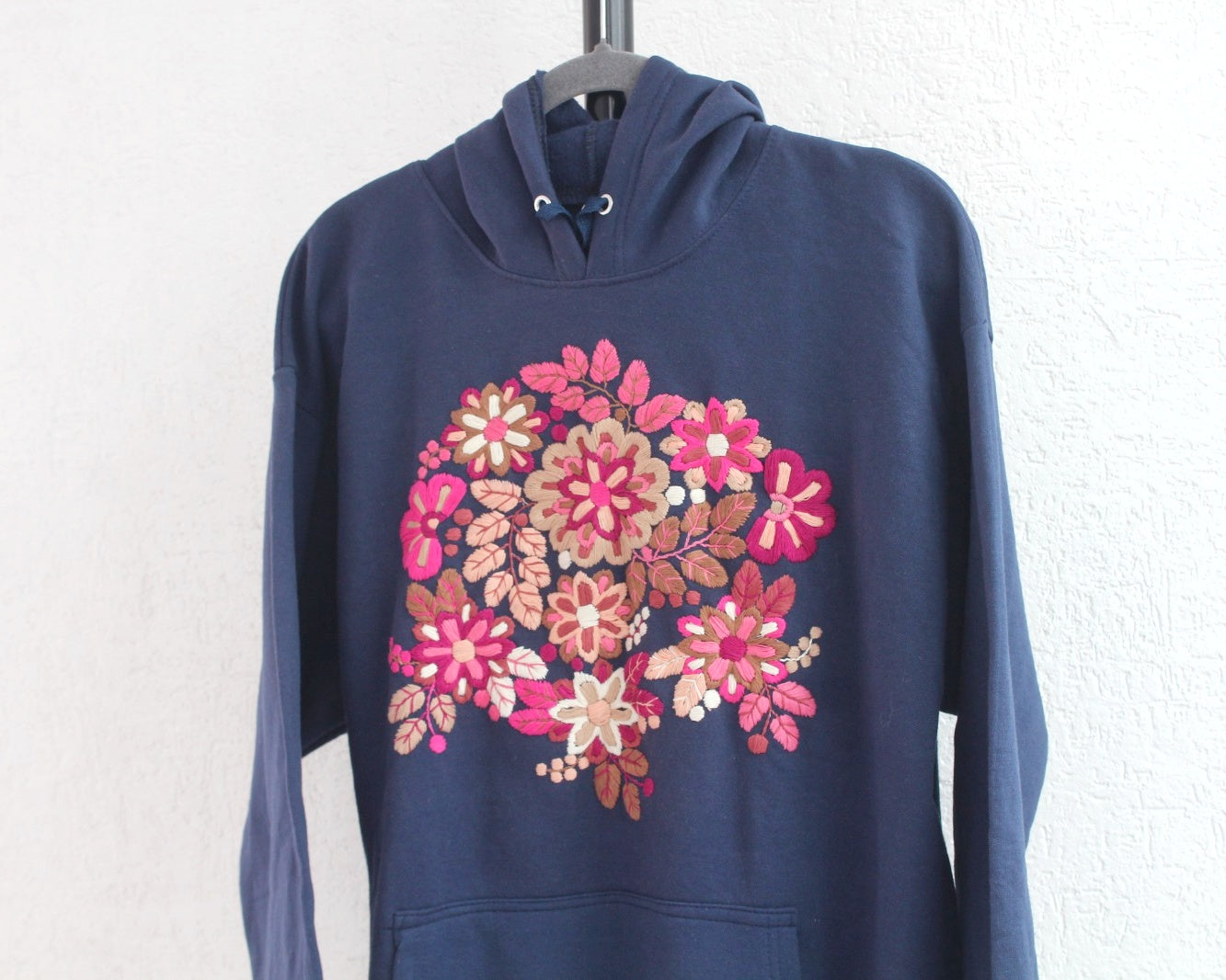 Sudadera L Flores Azul Marino Rosa
