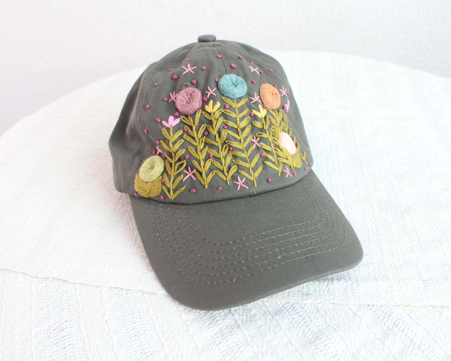 Gorra Flores Verde Olivo