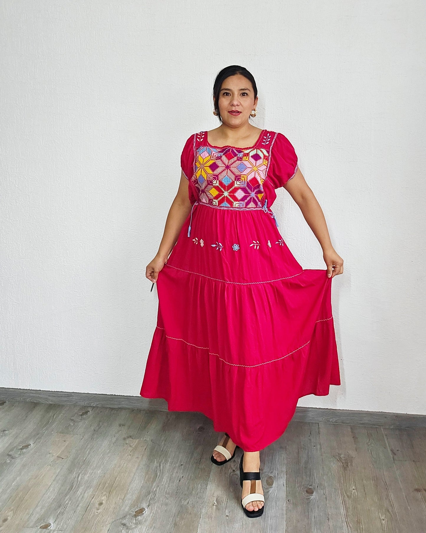 Vestido Maribel Flores Rojo Colores L / XL