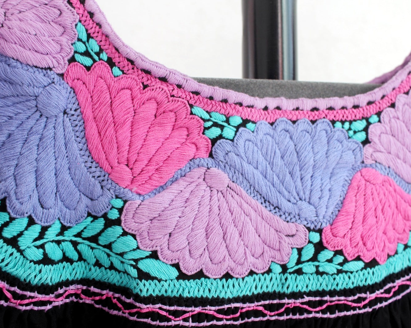 Blusa Aguacatenango Negro Rosa Lila Turquesa