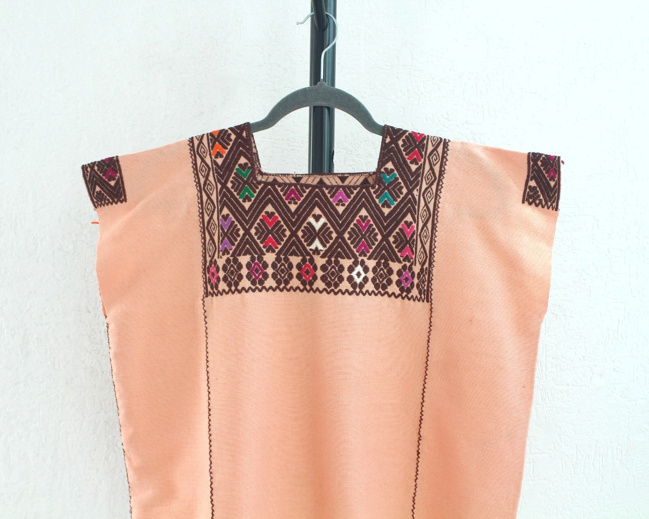 Blusa Huipil Flores Salmon