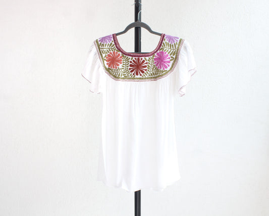 Blusa Aguacatenango Blanco Rosa Vino Verde