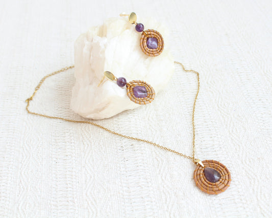 Aretes y Collar Ocoxal Amatista