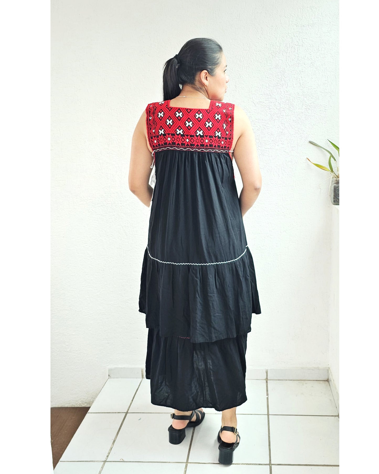 Vestido Teresa Negro Rojo Unitalla