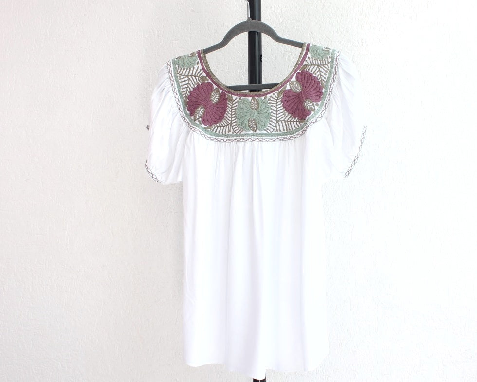 Blusa Aguacatenango Blanco Menta Vino