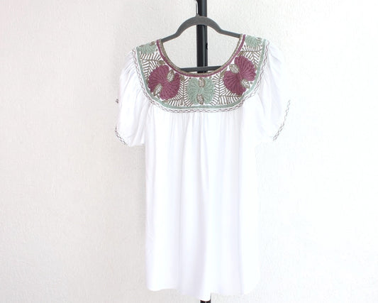 Blusa Aguacatenango Blanco Menta Vino