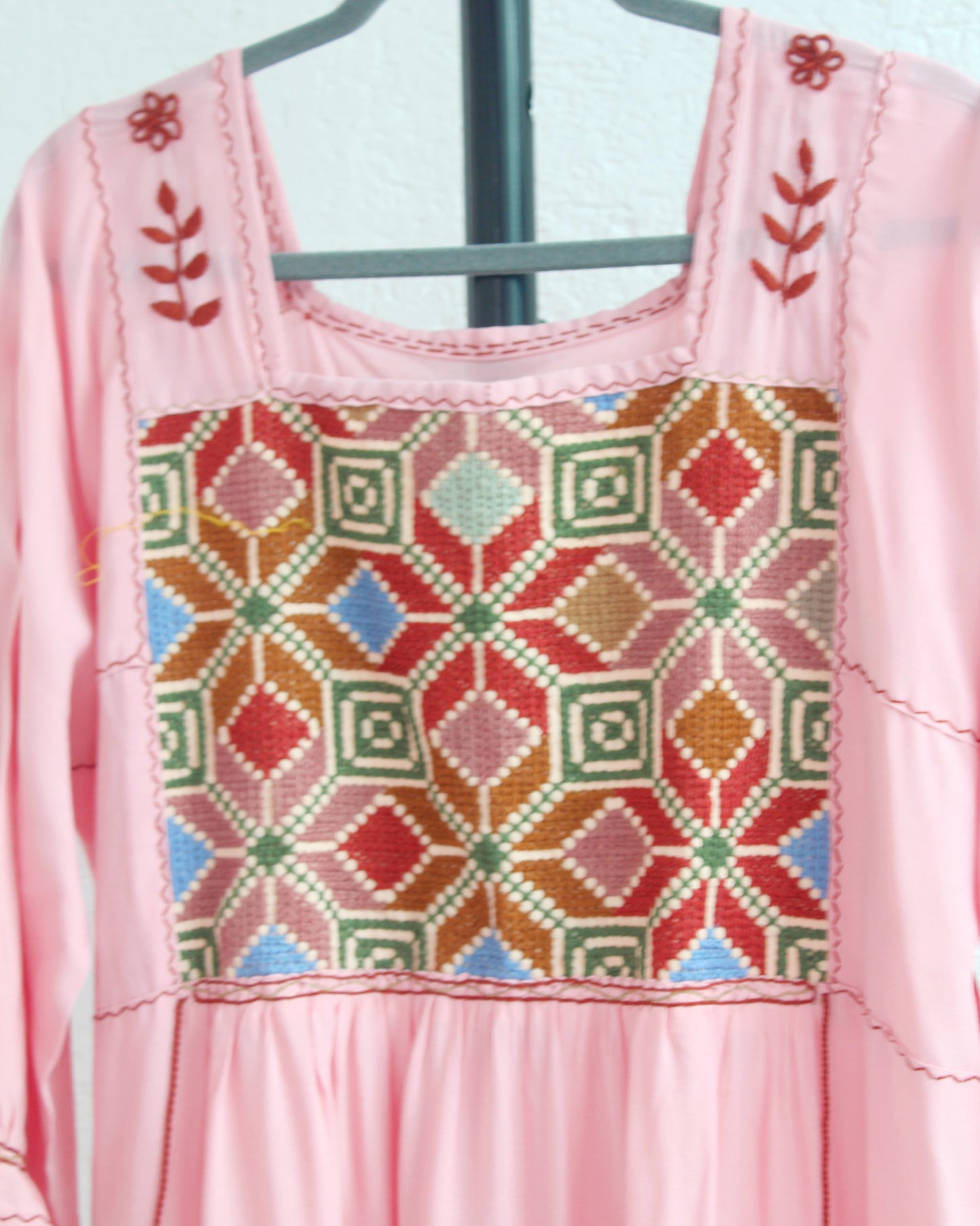 Vestido Julia Flores Manga  XL / XXL Rosa Café Verde