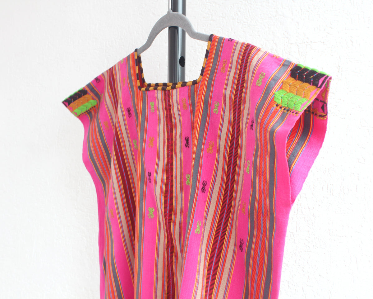 Huipil Corto Pantheló Rosa Beige Naranja