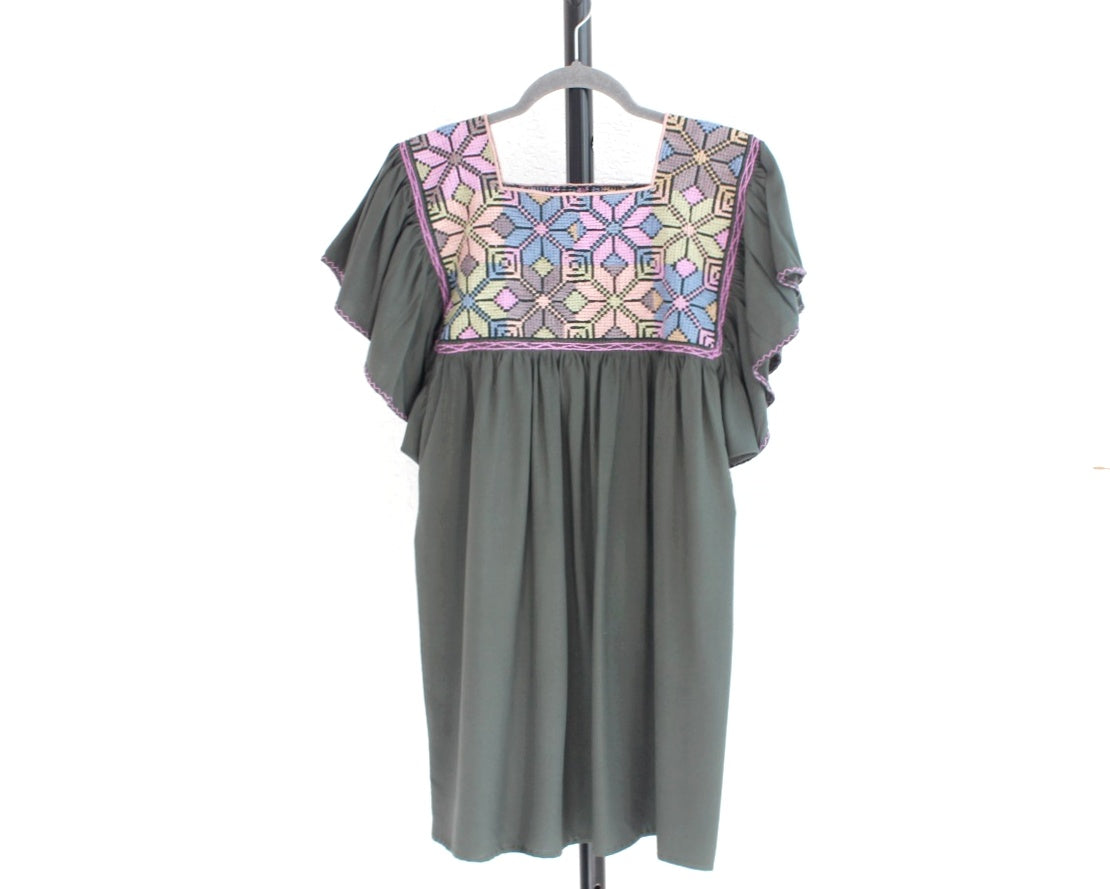 Blusa Gloria Punto de Cruz Verde