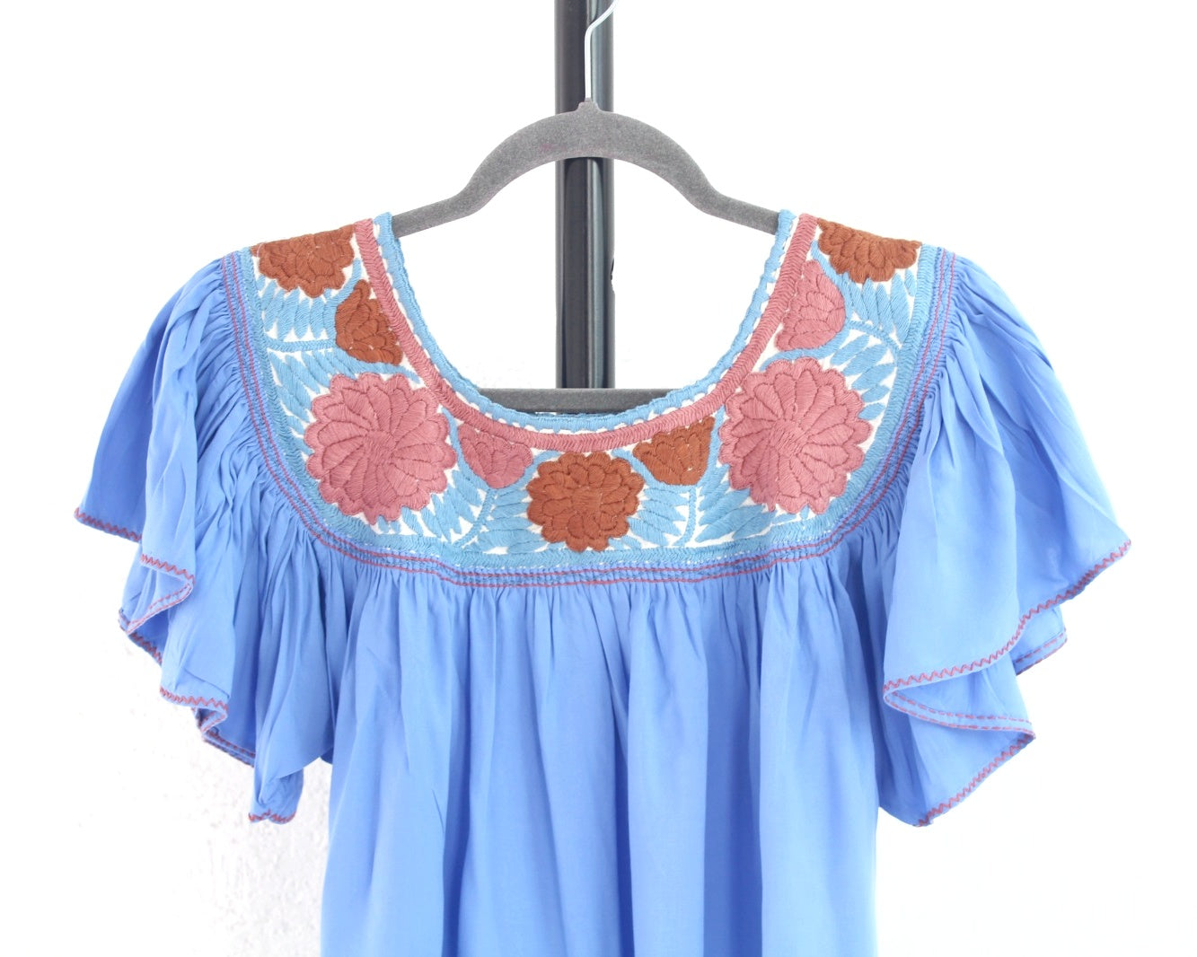 Blusa Aguacatenango Azul Rosa Café