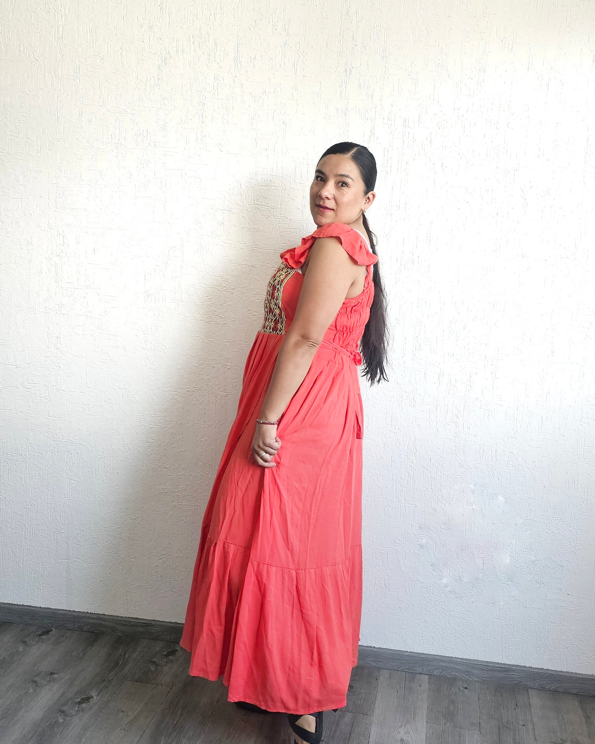 Vestido Anita XL - 2XL Largo Coral