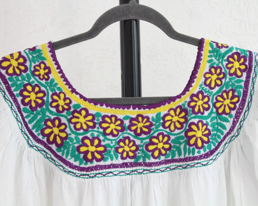 Blusa Aguacatenango Blanco Morado