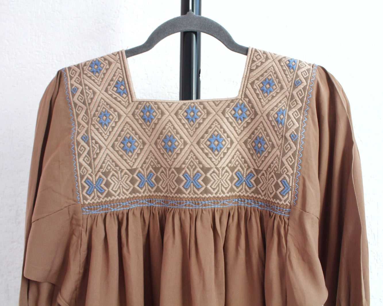 Blusa Elena Café Claro Azul Unitalla