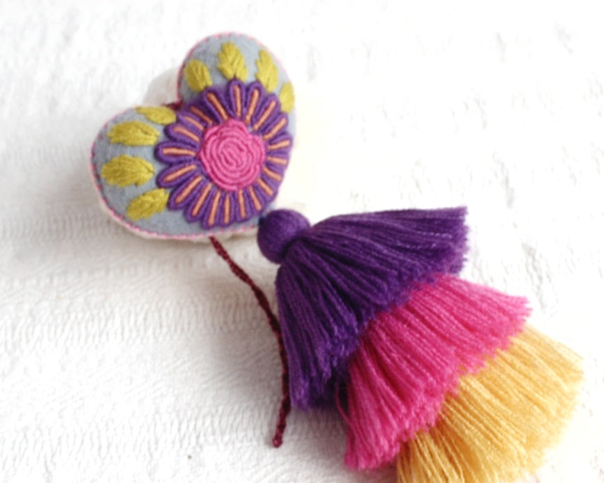 Corazón Flor Rococo Morado Rosa Amarillo