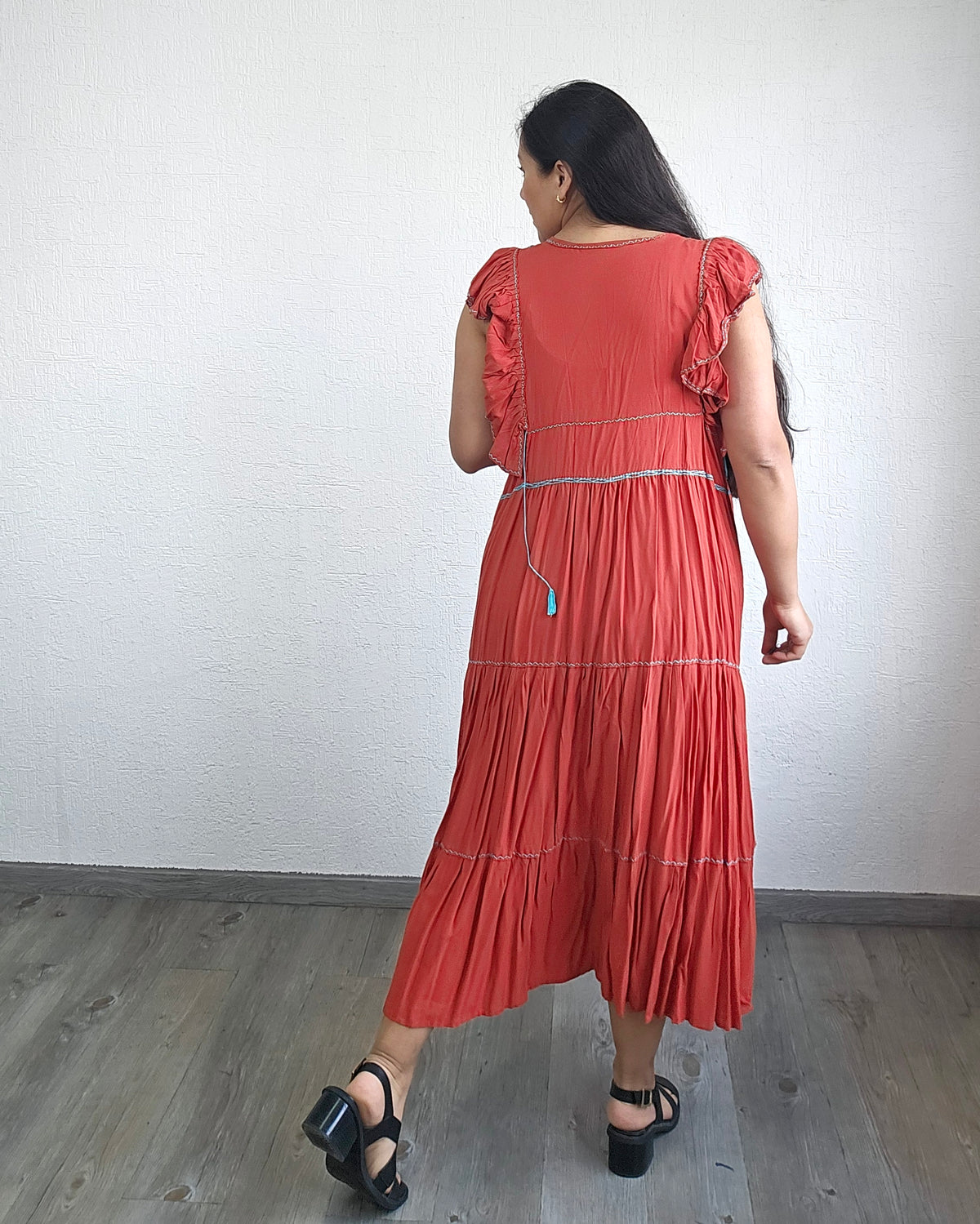 Vestido Antonia Naranja Turquesa 2XL