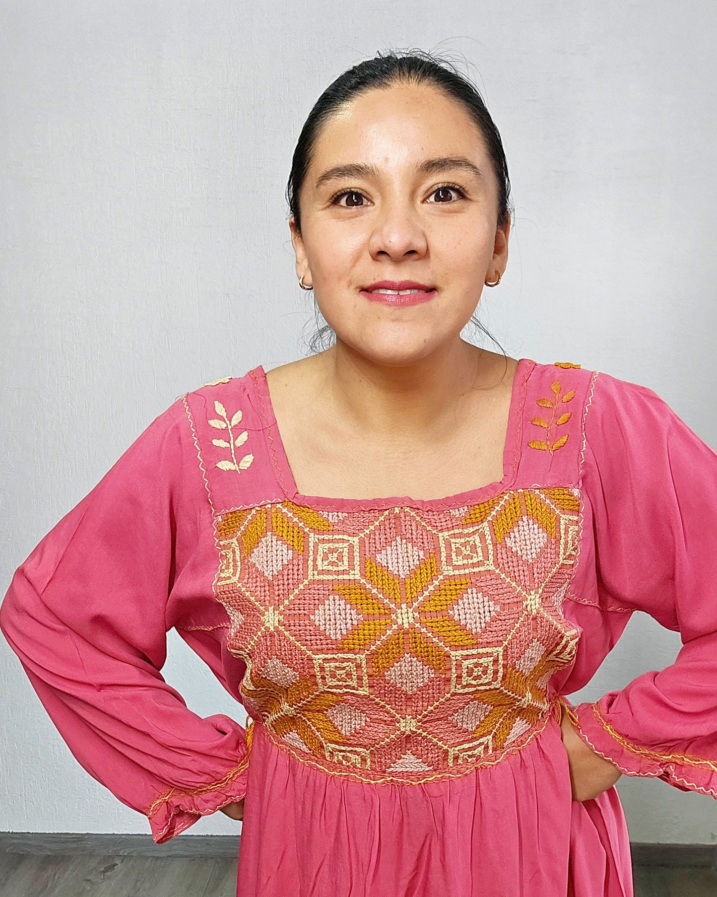 Vestido Julia Flores Manga  XL / XXL Coral