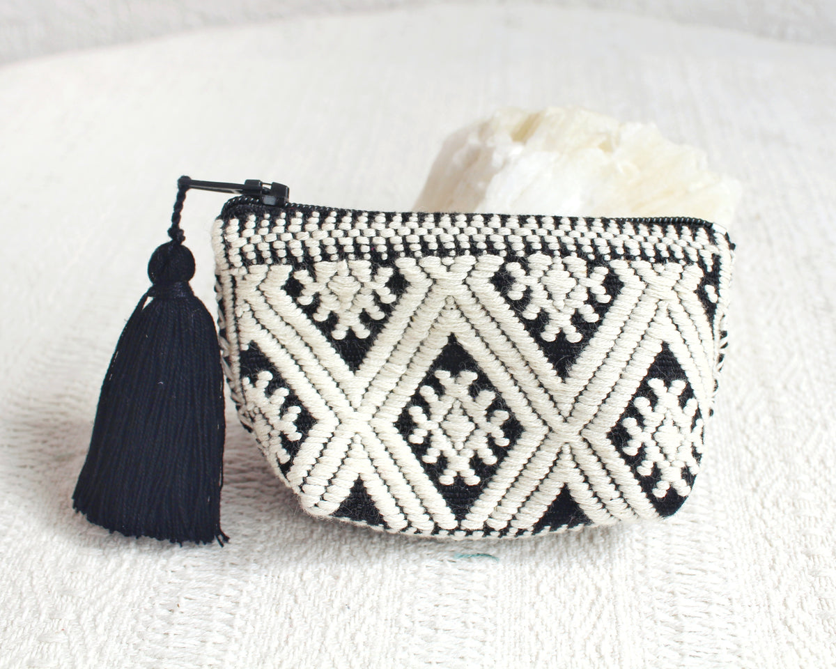 Mini Monedero Estrellitas Blanco Negro