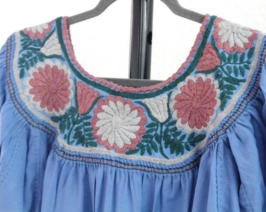 Blusa Aguacatenango Azul Rosa Verde