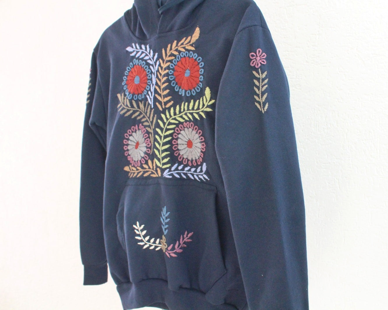 Sudadera S Rococo Azul Marino Florecitas