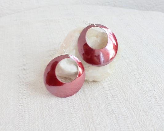 Aretes Cobre Circular Rojo