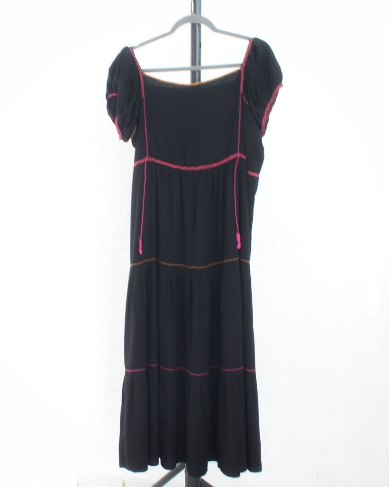 Vestido Gloria Negro Amarillo Rosa S M L