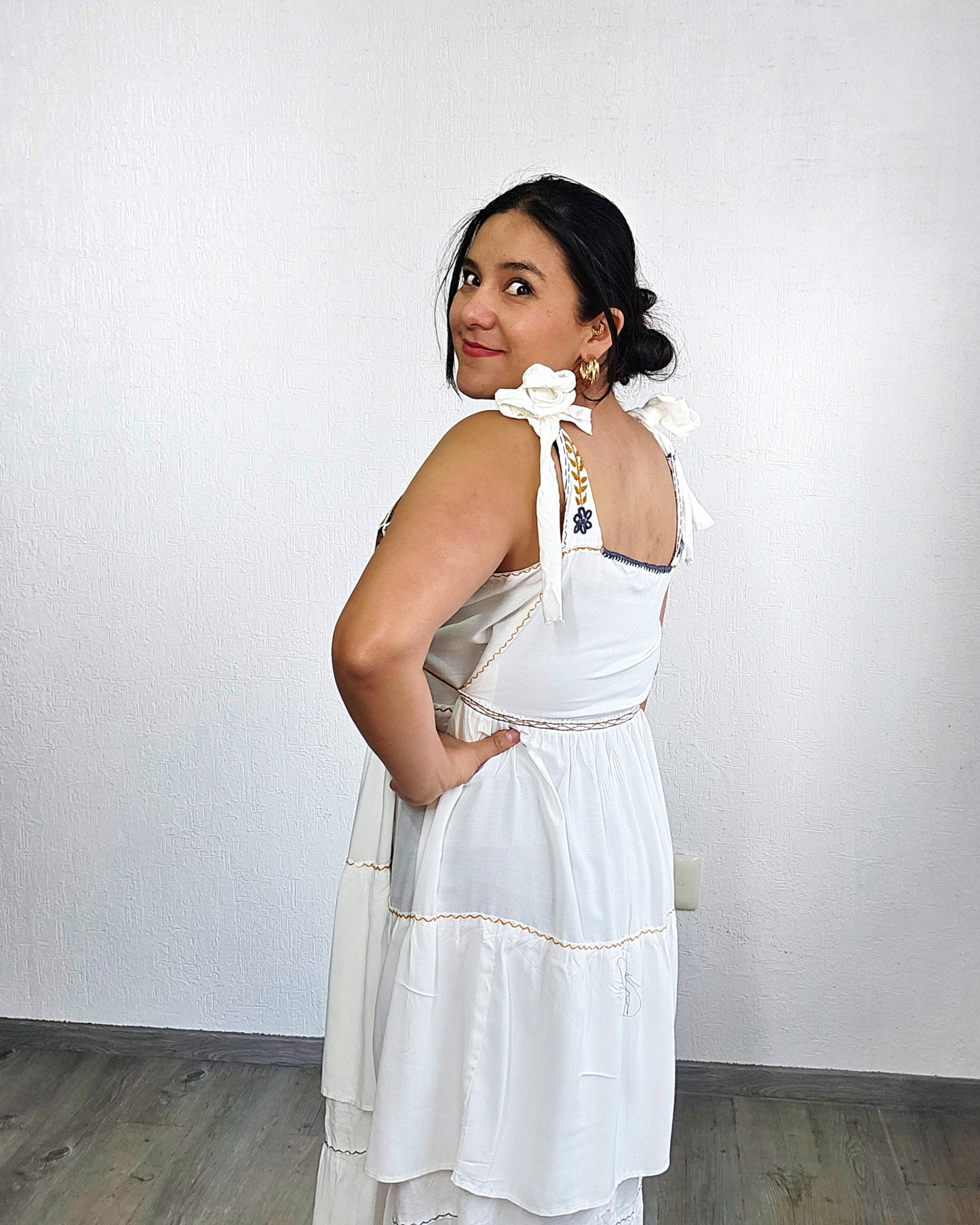 Vestido Fatima Telar Blanco XL -XXL