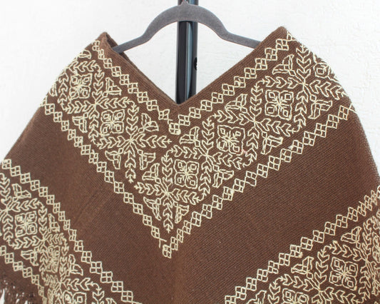 Mañanita Flores Café Claro Bordado Mazahua