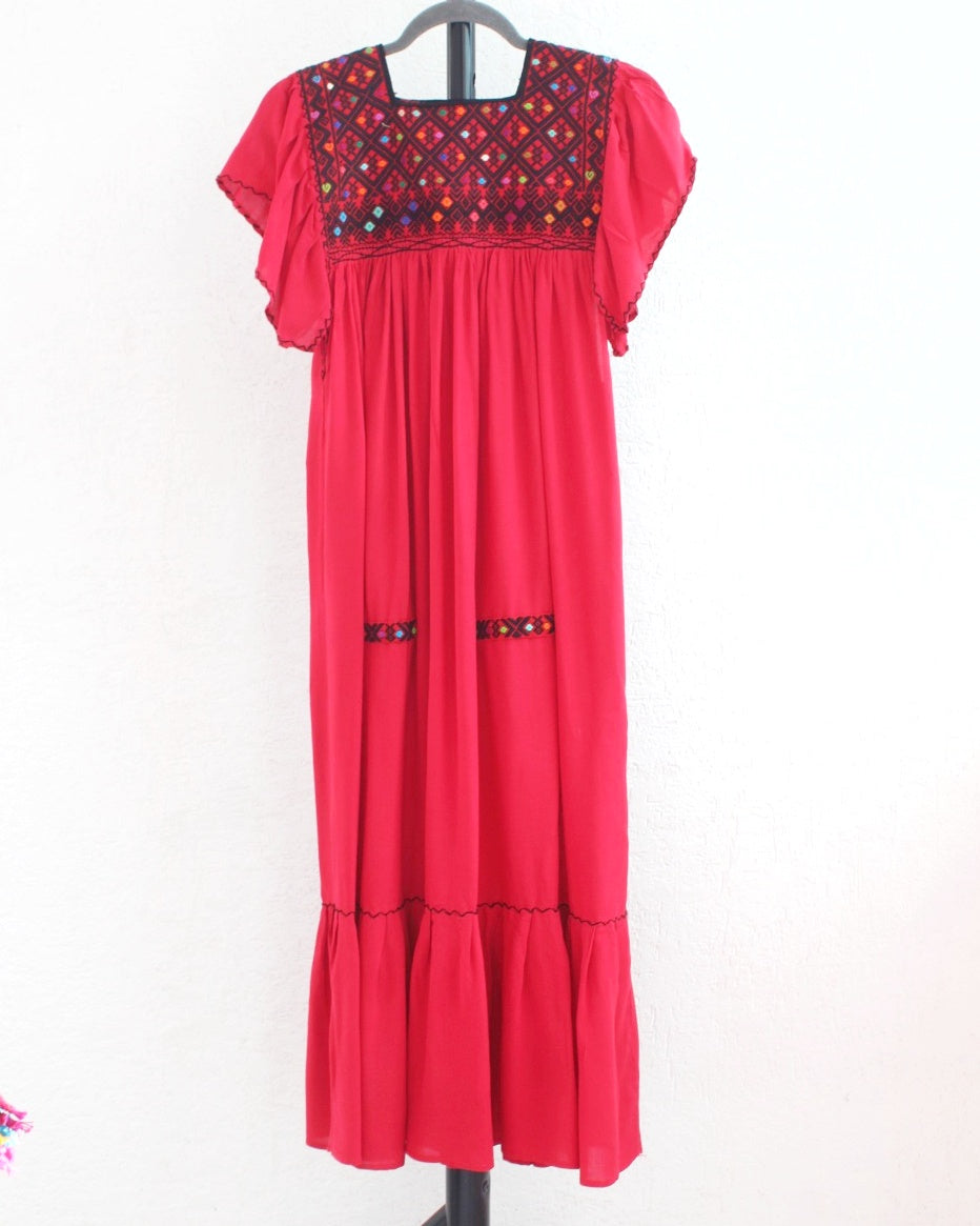 Vestido Cristiana Rombos Rojo Negro Ch
