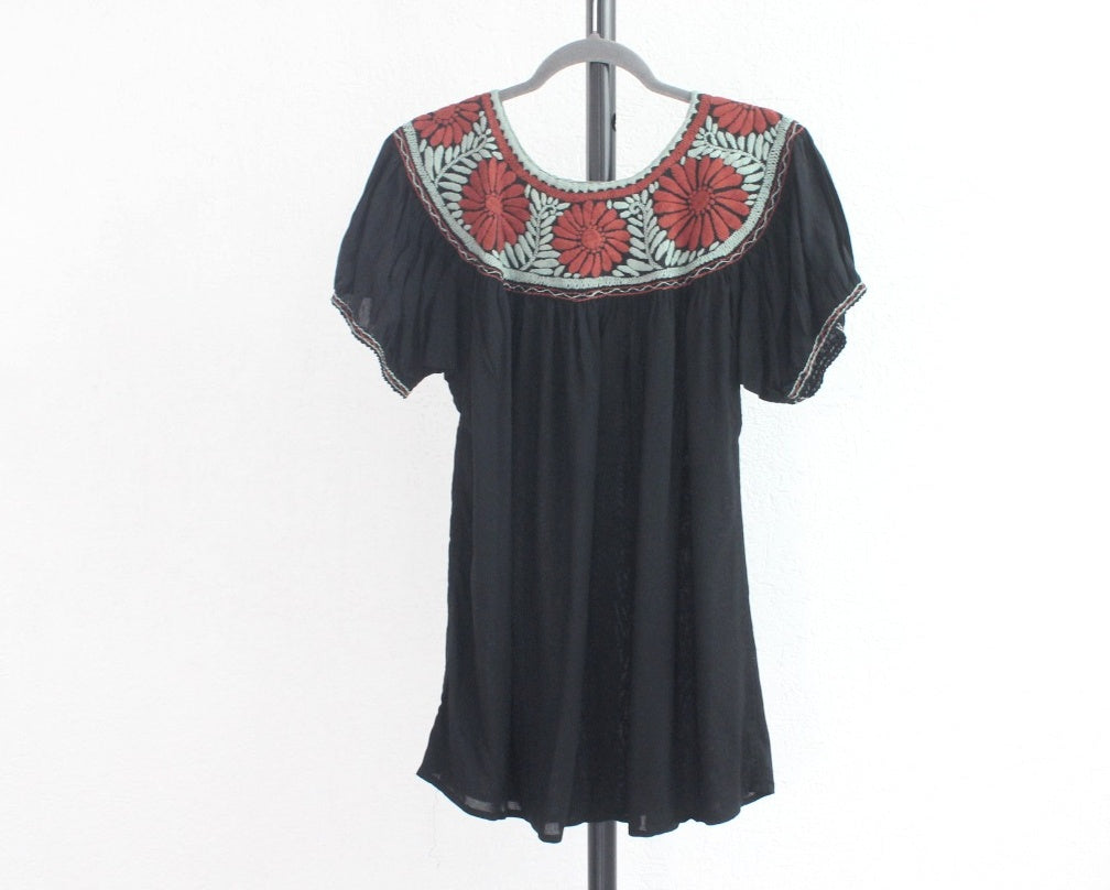 Blusa Aguacatenango Menta Teja Negro